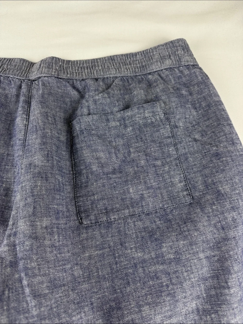 Sonoma Linen Blend Crop Pants Blue Elastic Waist Women's XL EUC - Picture 3 of 10